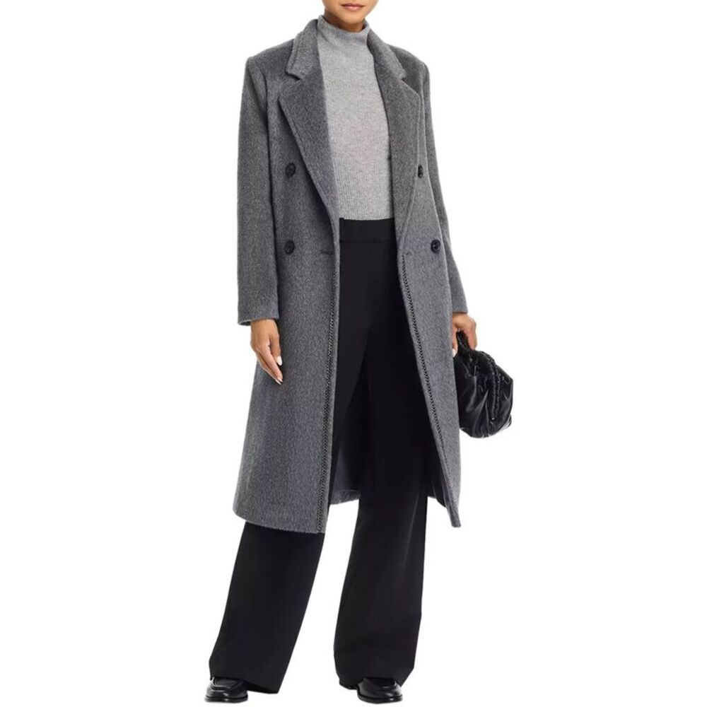 Kobi Halperin Womens Lyra Chain-Trim Double-Breasted Coat Medium Grey - NWT $798 - Picture 2 of 9